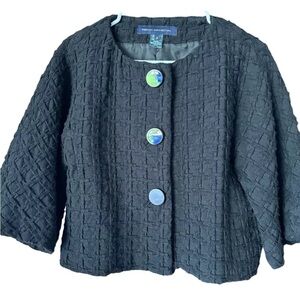 French Connection Women Black 3 Button Cardigan Crop Sz 6 Light Wear